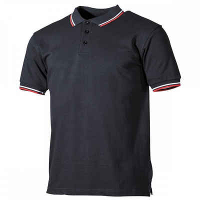 ProCompany Poloshirt Poloshirt, schwarz, rot-weiße Streifen, mit Knopfleiste - XL (1-tlg) Ärmelabschluss mit Strickbündchen
