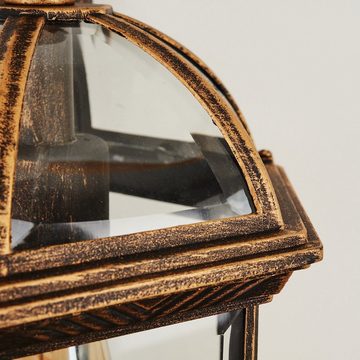 hofstein Außen-Wandleuchte »Martinengo« Außenleuchte aus Metall/Glas in Goldfarben/Schwarz/Klar, ohne Leuchtmittel, Wandlampe im Vintage Design E27, IP23