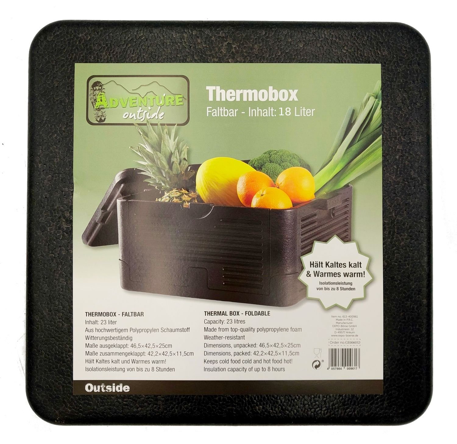 Faltbare Thermobox Thermobehälter Isolierbox BURI Kühlbox 18L Pizzabox Thermobehälter