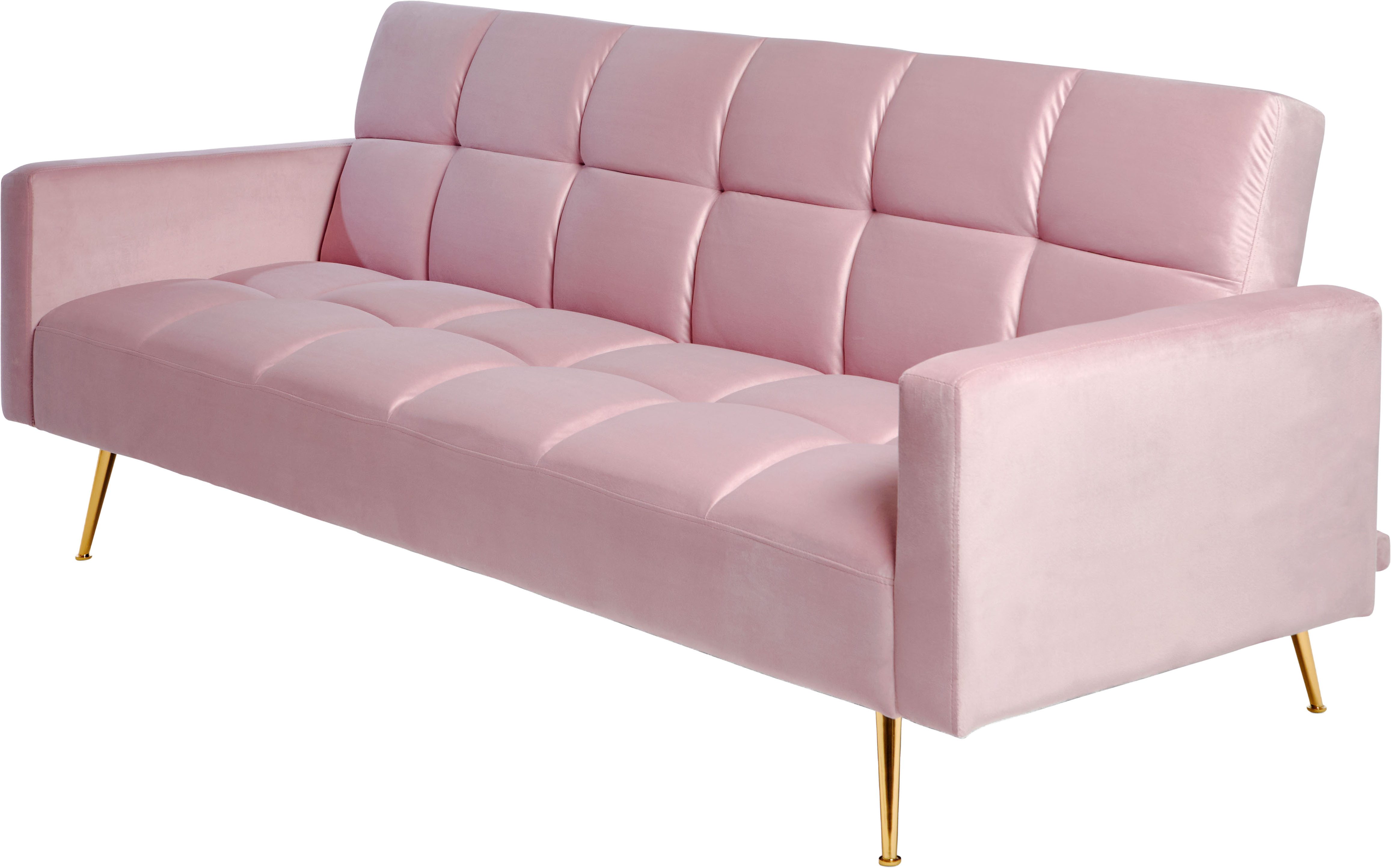 Jahnke Schlafsofa CHILLAX POSH, mit Schlaffunktion, edler Samtstoff & Füße im Gold-Look, Breite 213 cm