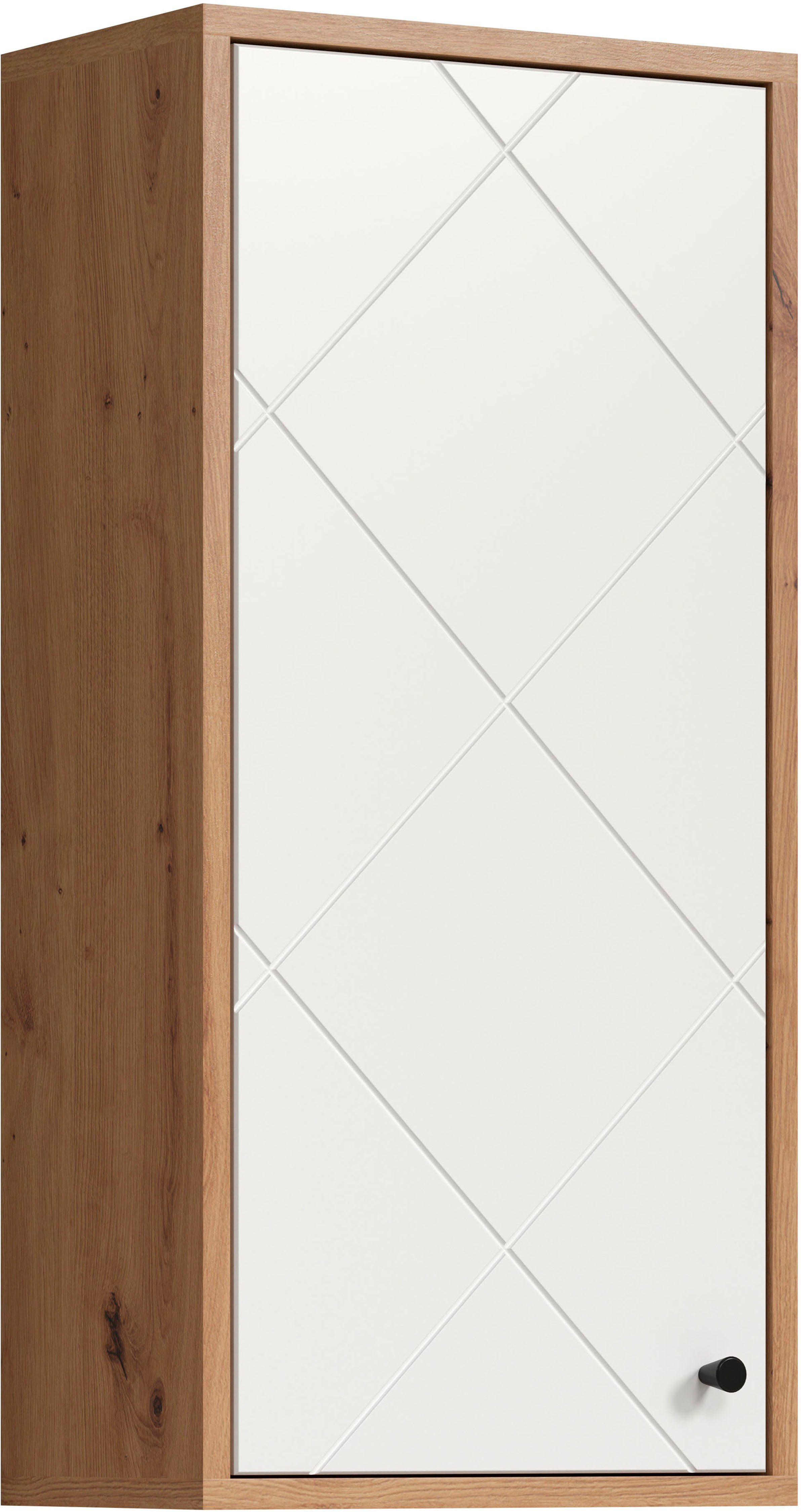 trendteam Hängeschrank klein, cm 1 weiß / braune matt (1-St) breit, Tür, Touch 36 Holzoptik hängend