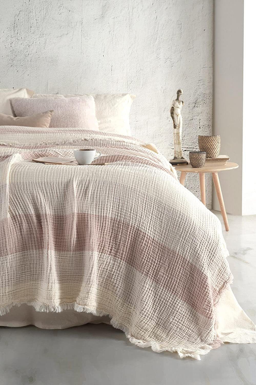 Wohndecke BOHORIA® Musselin Kuscheldecke „Linea“ extra groß 230x230cm