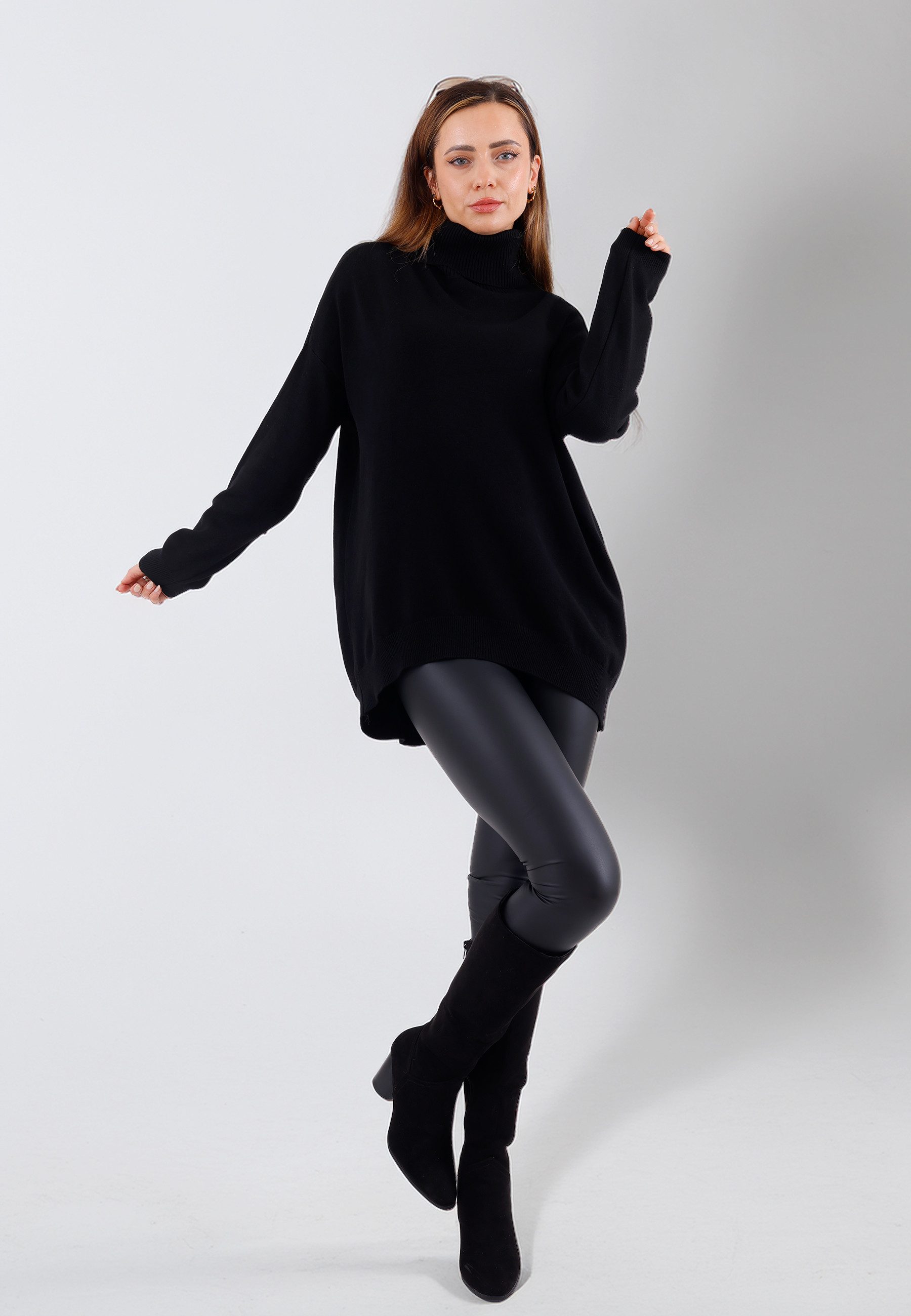 YC Fashion & Style Strickpullover Vokuhila-Rollkragenpullover – weich & läs günstig online kaufen