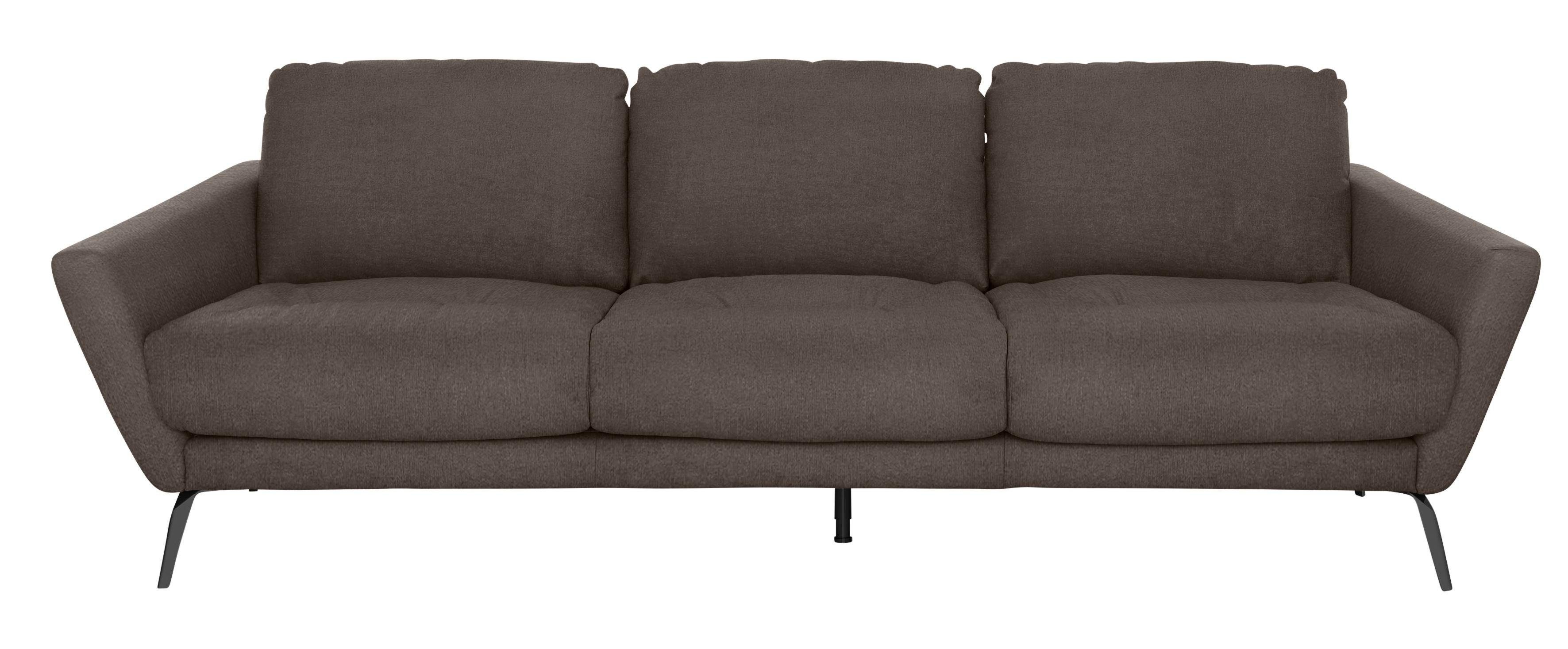 Big-Sofa mit Füße pulverbeschichtet softy, schwarz W.SCHILLIG im Sitz, dekorativer Heftung