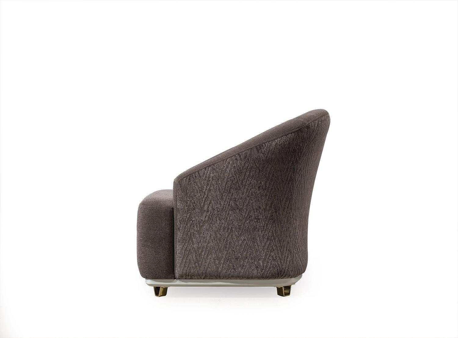 Textil 1Sitz Sessel Einsitzer Sofa Sessel Möbel JVmoebel mit Couch Metall Wohnzimmer