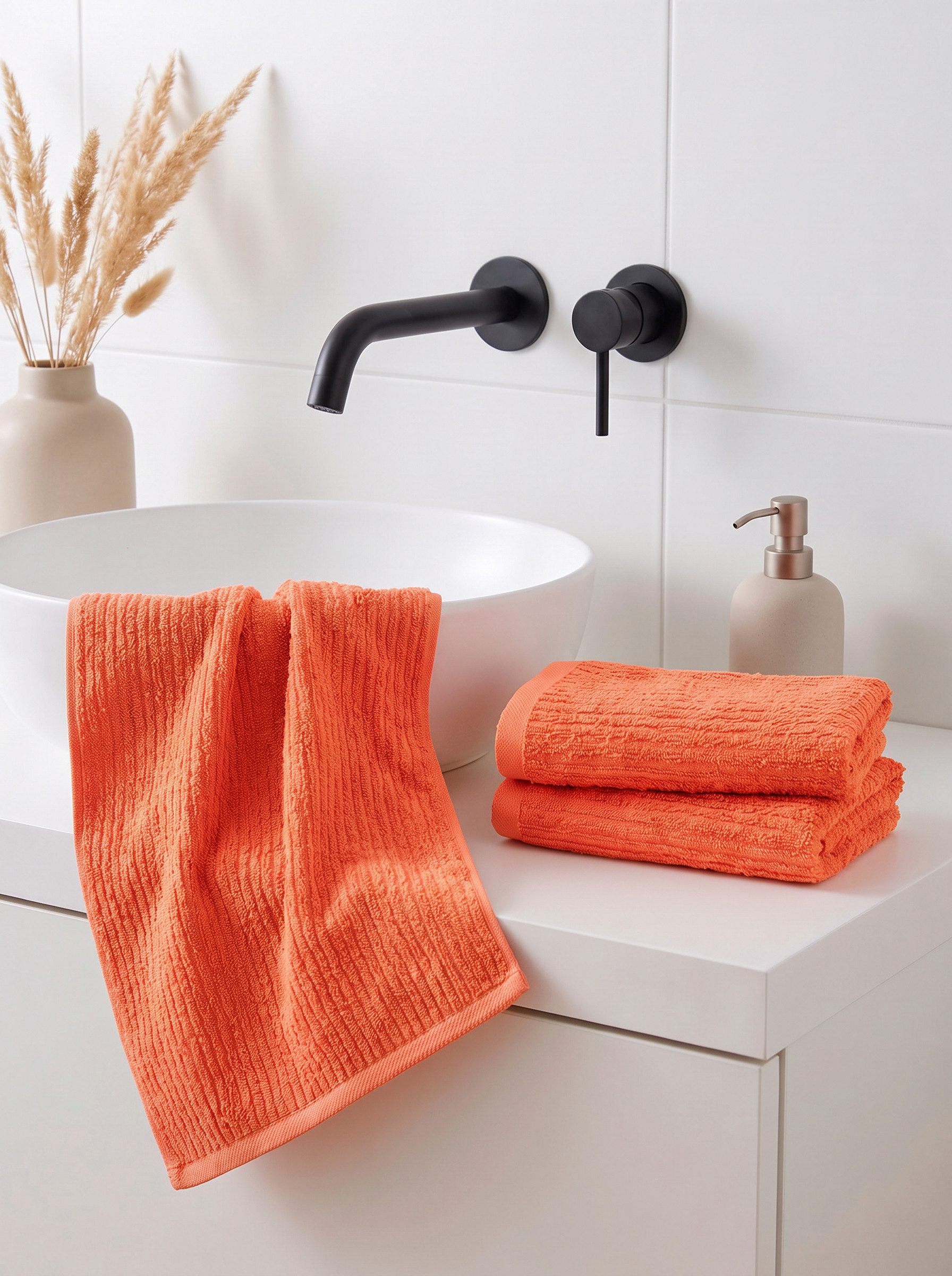 OTTO home Gästehandtücher Riva, 30x50, Premium Handtücher, 500 gr/m², Webfrottier (3-St), Hoch-Tief-Struktur, Streifen, weich, 5 Jahre Garantie – Bild 2 von 5