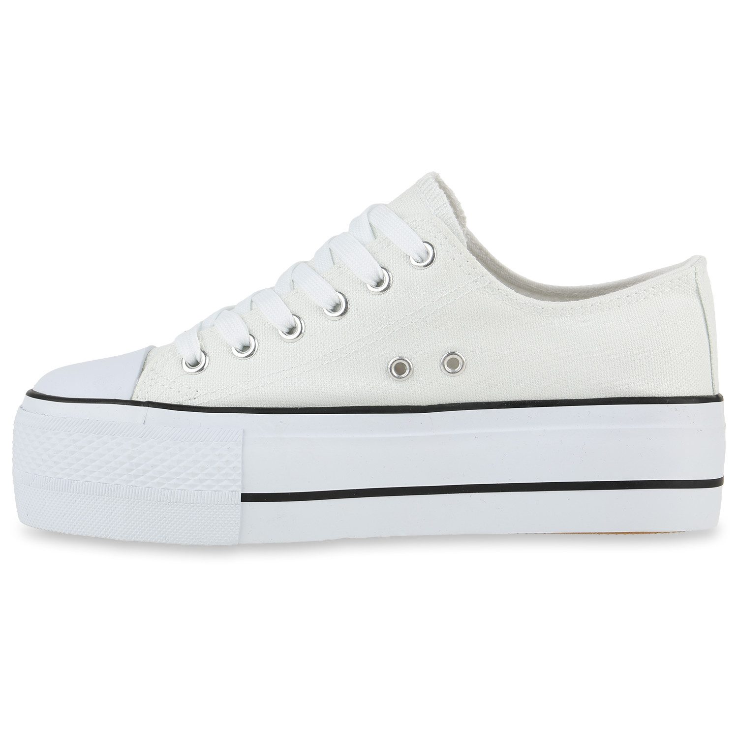 VAN HILL 842206 Plateausneaker Damen Plateau Sneaker - Modischer Low-Top Stoffschuh mit hoher Sohle