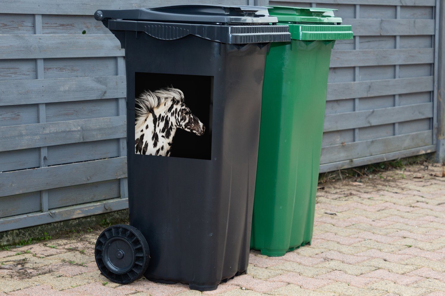 - Mülltonne, Wandsticker Tier Abfalbehälter Sticker, MuchoWow Container, (1 Mülleimer-aufkleber, Pferd - Punkte St),