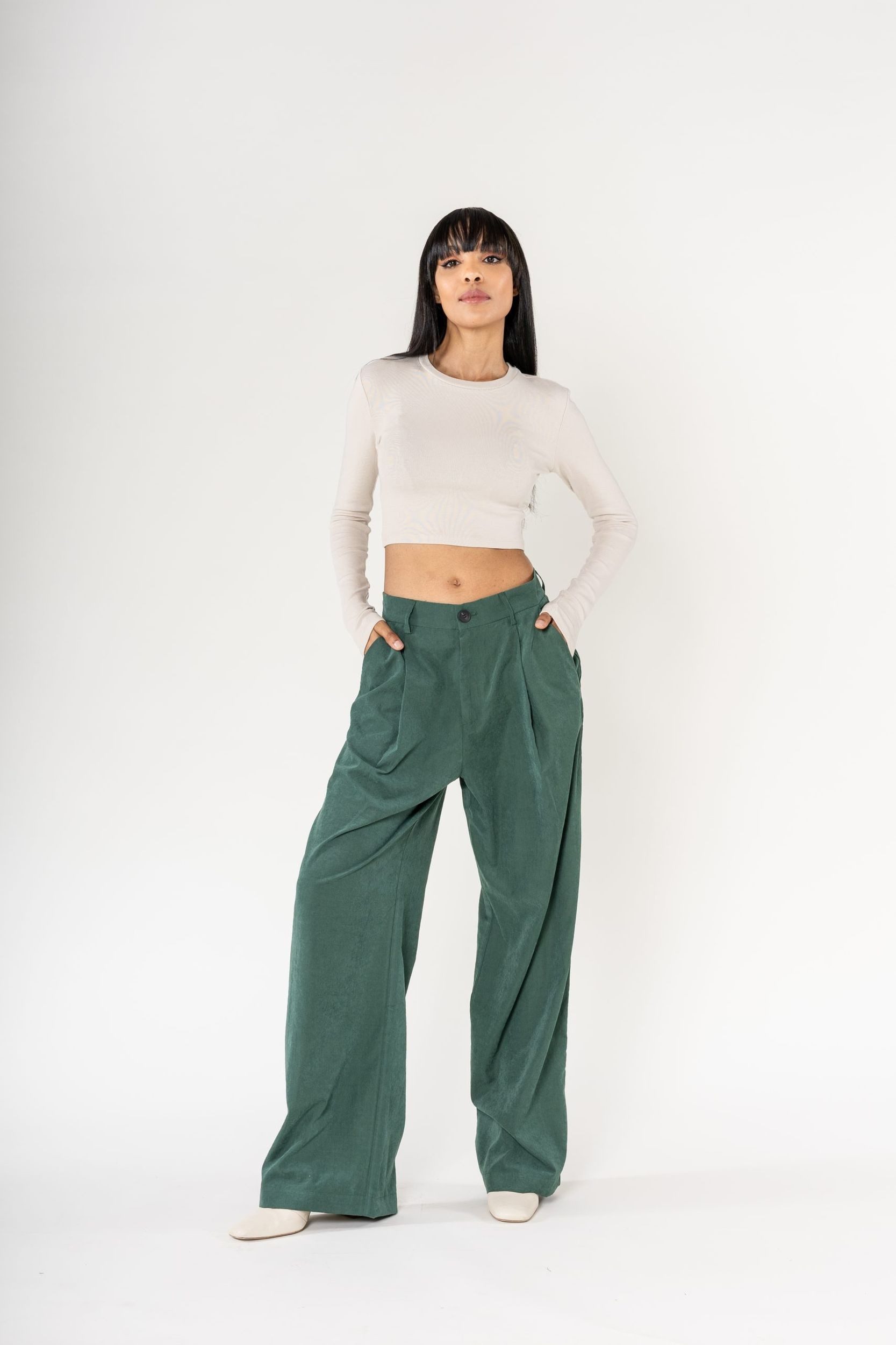 Nina Carter Stoffhose Weites Design Samt günstig online kaufen