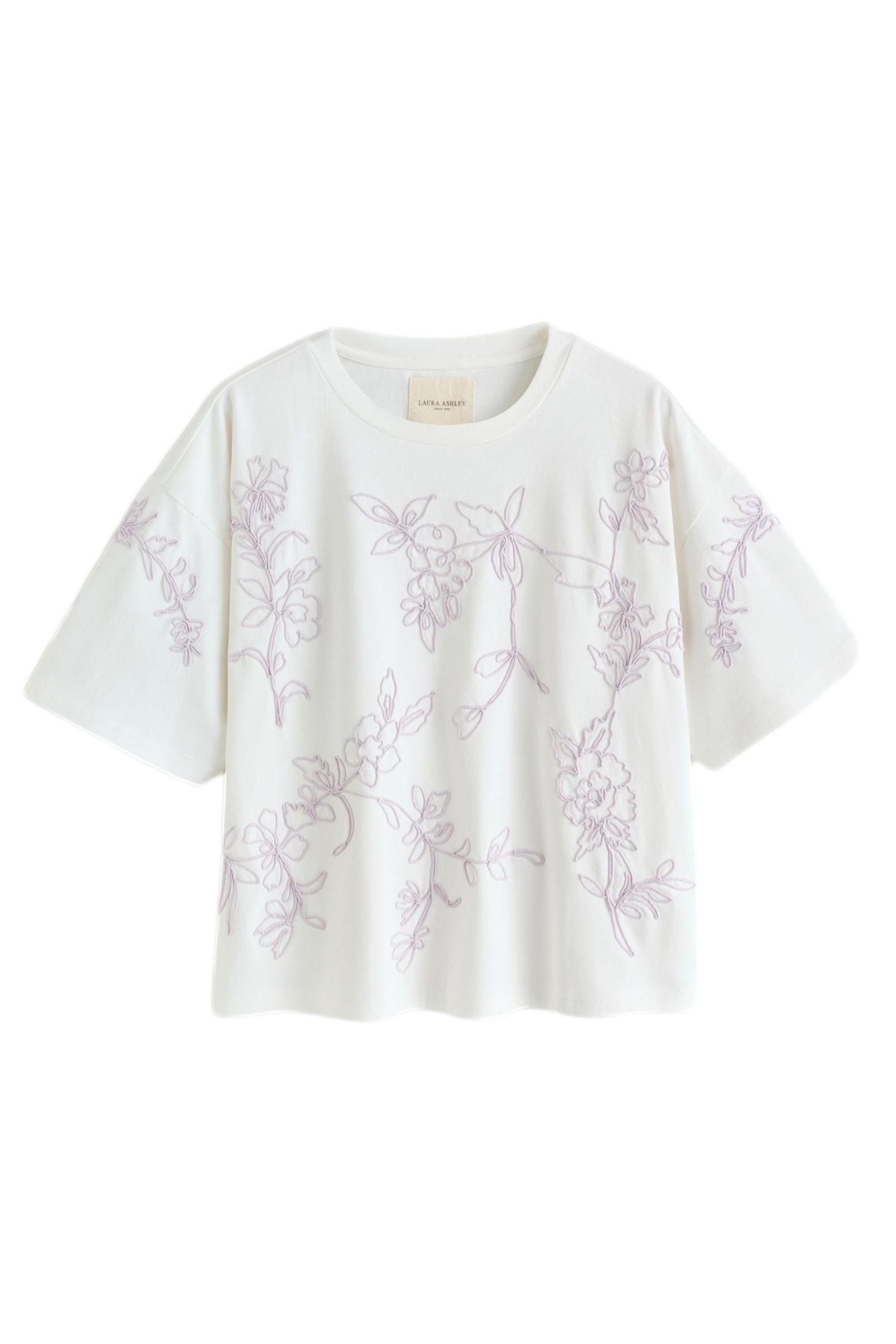 T-Shirt Laura Ashley T-Shirt mit Blumenstickerei