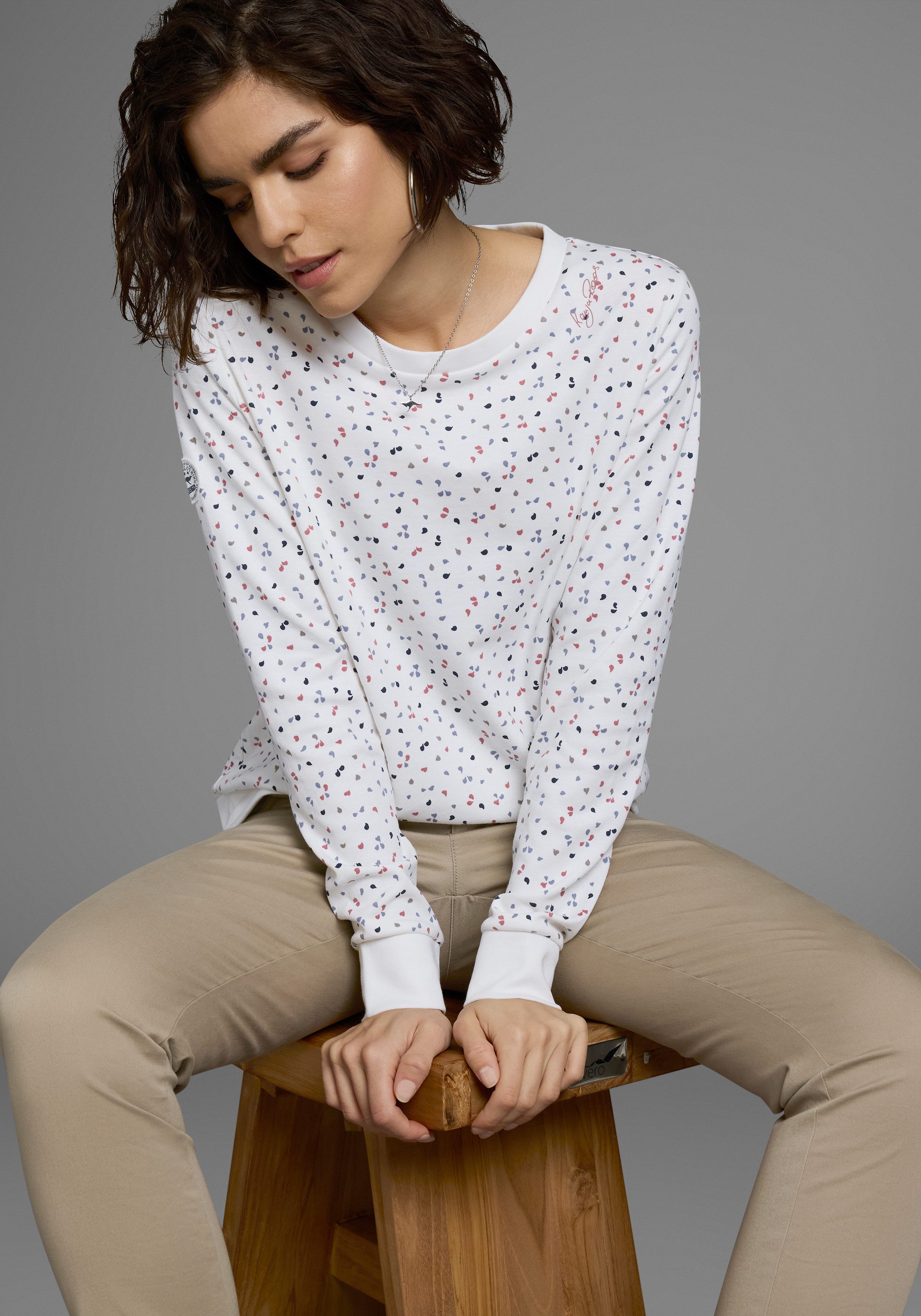 KangaROOS Sweatshirt Langarm, bedruckt, Rundhalsausschnitt, aus Interlockmaterial