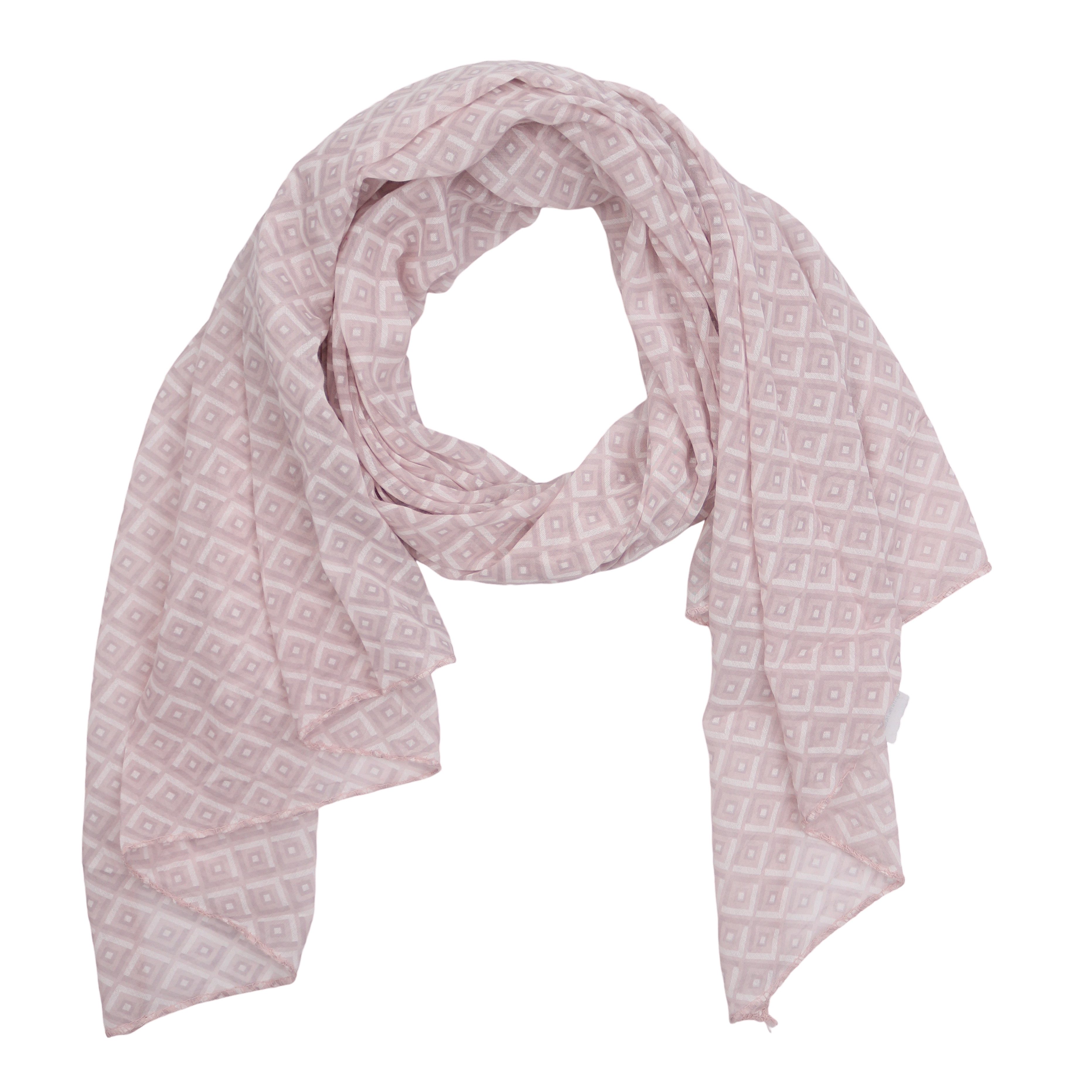 MIRROSI Modeschal Asymmetrischer Schal, Made in Italy 20% Seide 80% Baumwolle, (ca. 170x77cm; leicht und bequem, Rauten Muster), Damen Halstuch ideal für Frühling, Sommer und Herbst