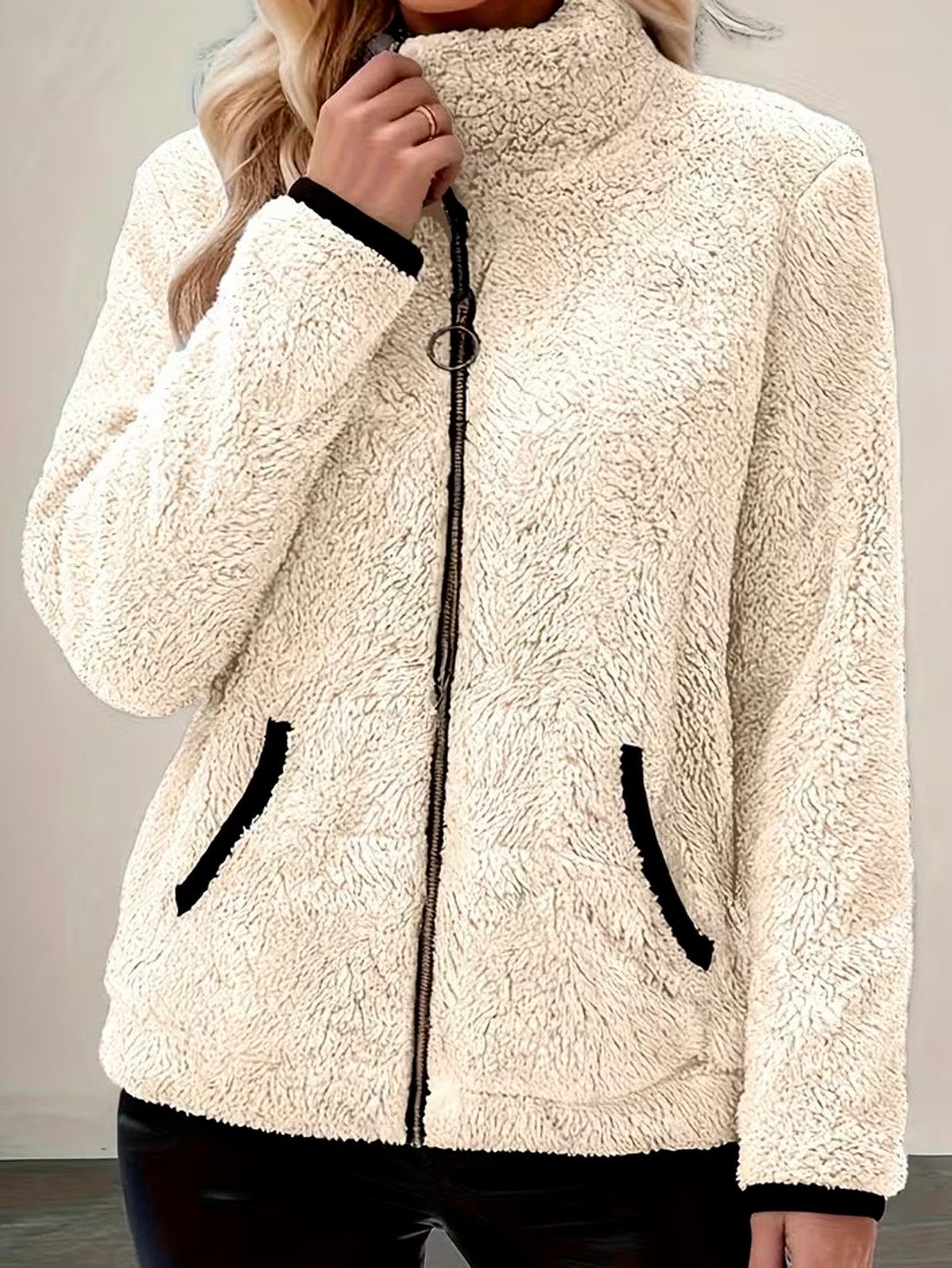 Conray Fleecejacke Conray Teddy-Fleece Jacke mit Kontrast RV 6670