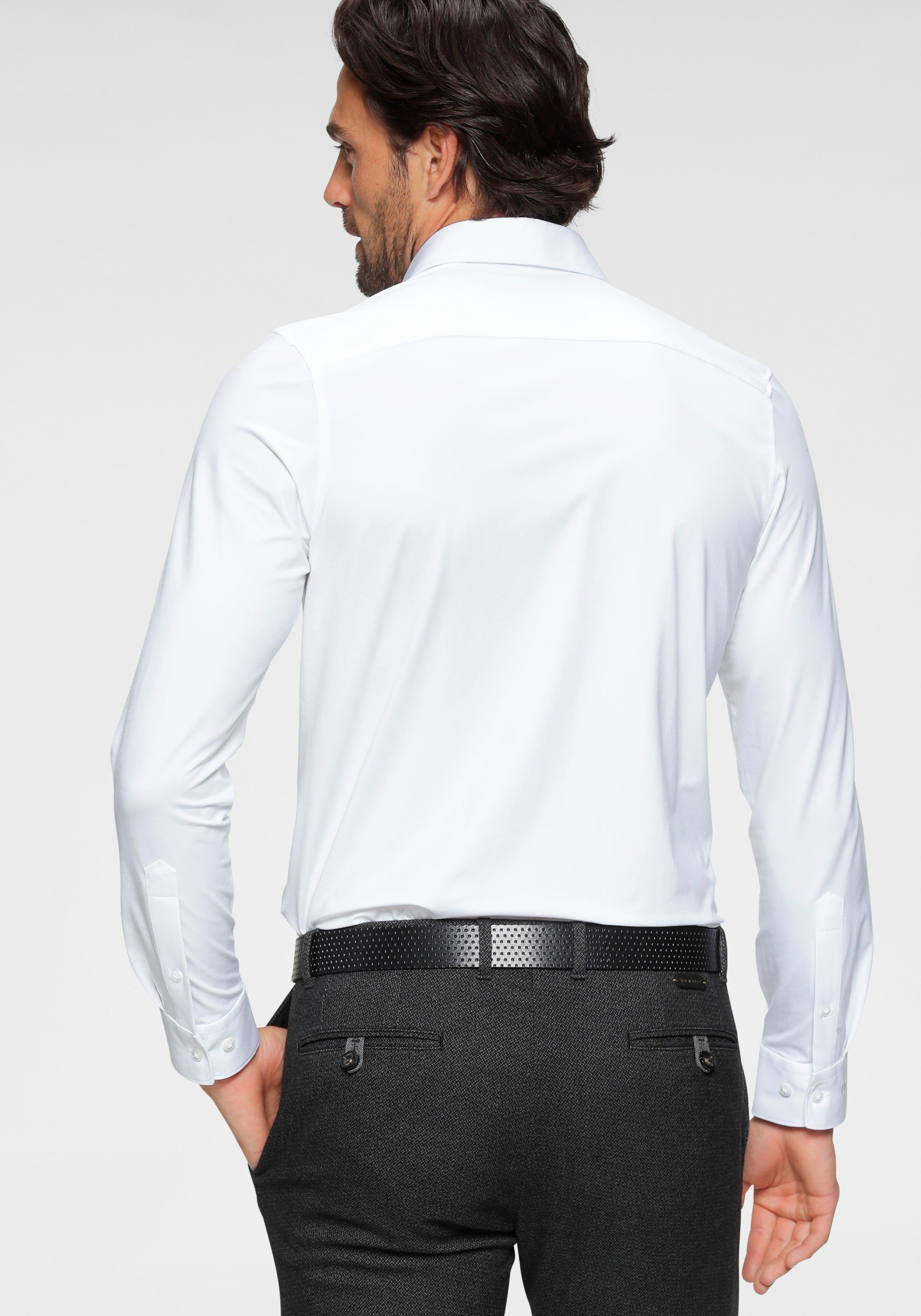 OLYMP Langarmhemd Luxor 24/Seven modern fit Jerseyshirt mit geruchshemmenden Materialeigenschaften