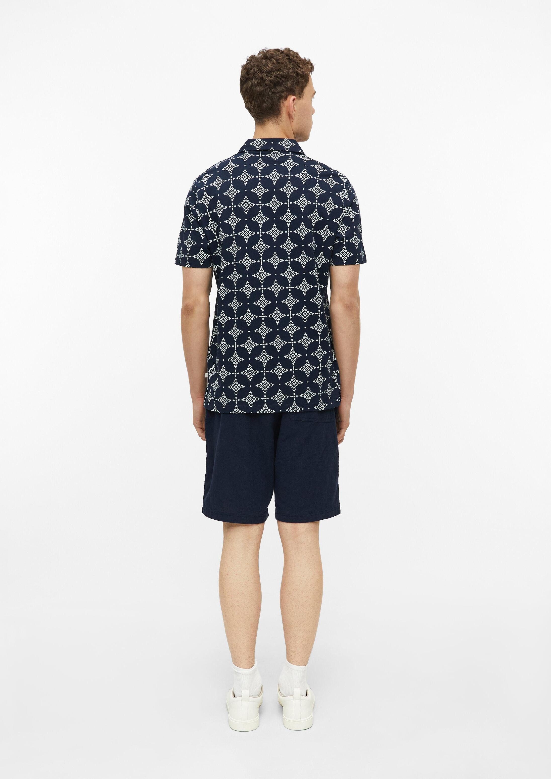 s.Oliver Kurzarmshirt Polo-Shirt Flammgarn-Poloshirt mit All-over-Print