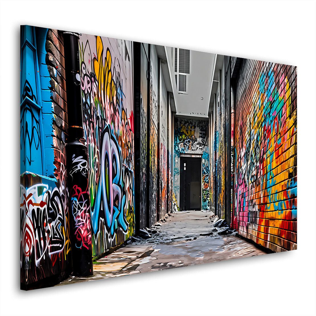 Artedinoi Leinwandbild Graffiti Gasse Street Art bunt urban Leinwandbild Wandbild Deko, Graffiti-Gasse