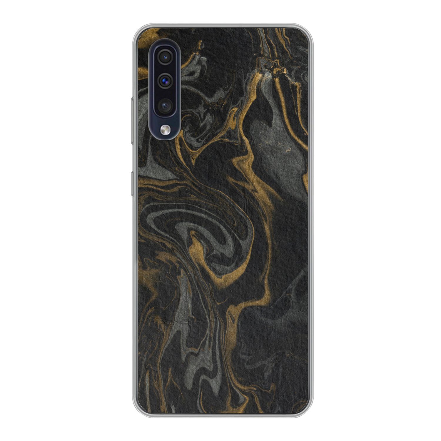 MuchoWow Handyhülle für Samsung Galaxy A30s Marmor - Textur - Grau - Gold - Marmoroptik -, Smartphone-Bumper, Print, Handy Schutzhülle Dünn