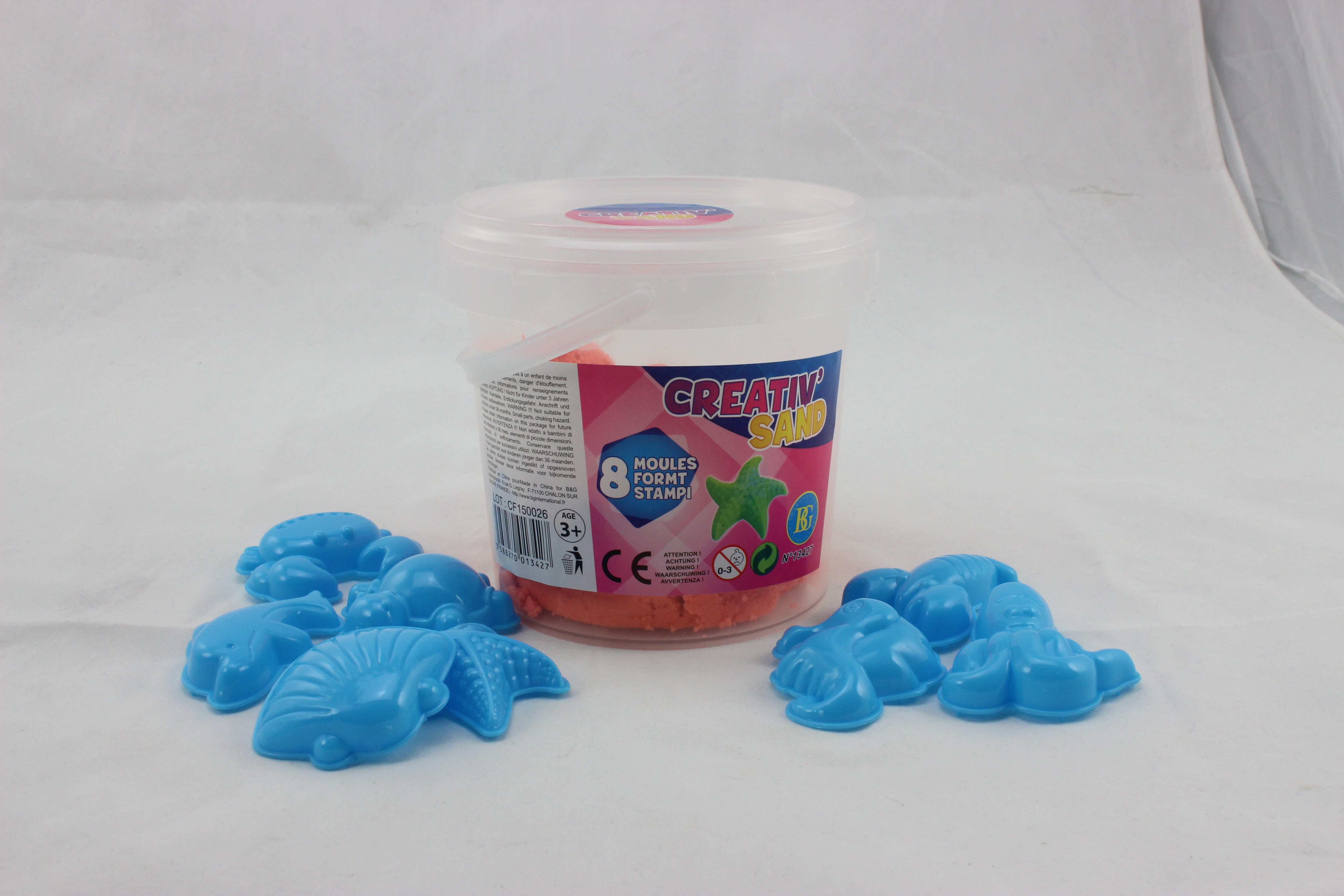 com-four Kreativset Kreativsand mit Sandförmchen, Indoor-Knetsand zum Spielen, (9-tlg), kreative Sandknete mit Formen für den Innenbereich