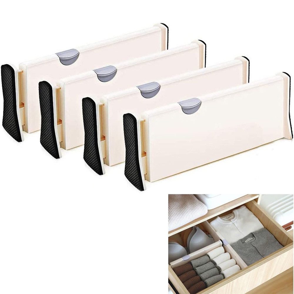 TUWENA Schubladeneinsatz 4 Stück Schubladentrenner Verstellbar, Schubladenteiler Organizers