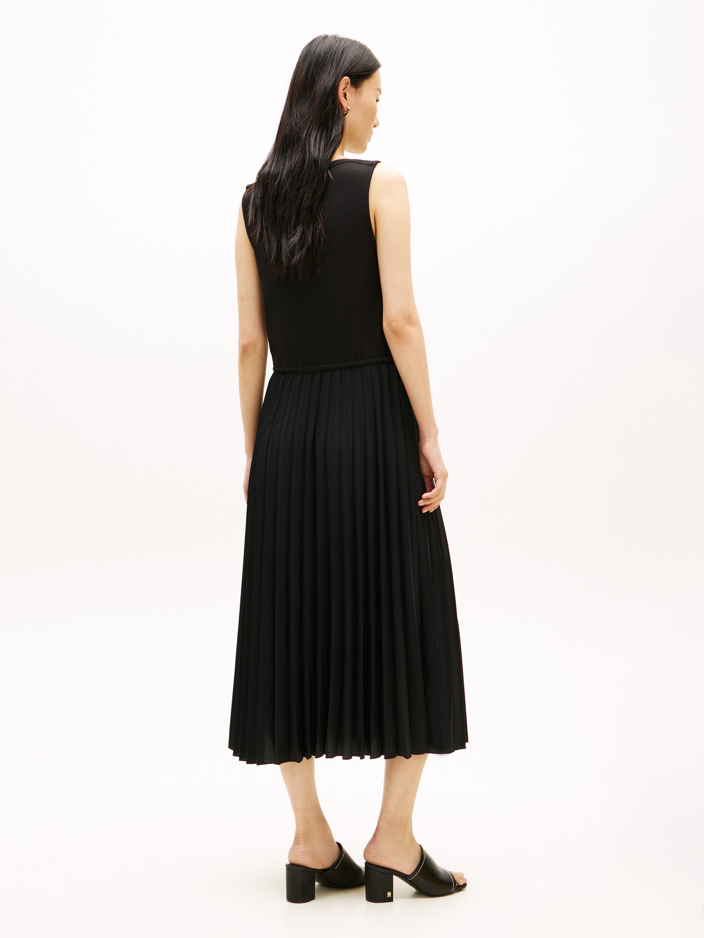 Tommy Hilfiger Strickkleid 5X2 SLASH-NK MIX MEDIA DRS mit feinen Rippen