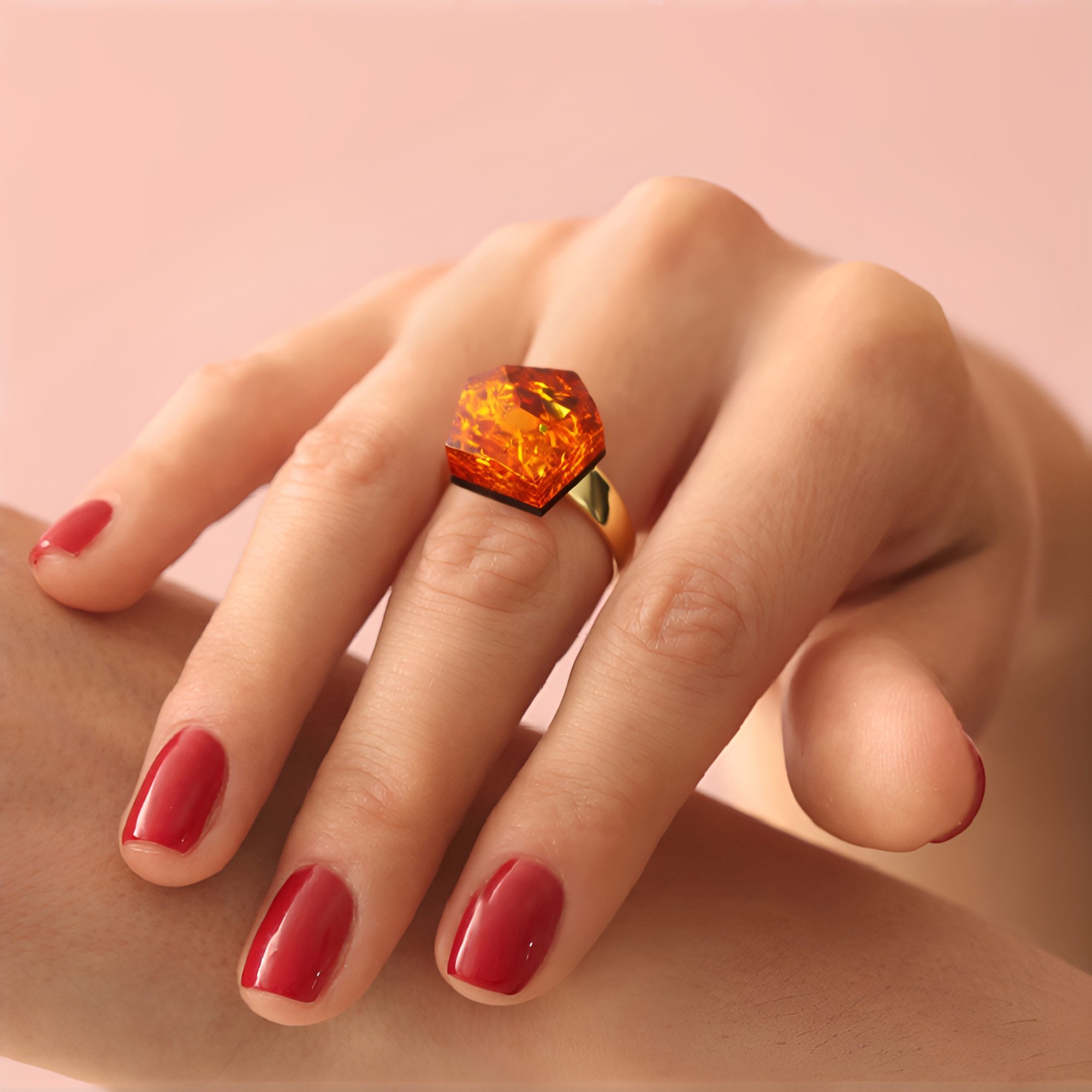 Cavill Solitärring Bernsteinring 8,0 ct Cognac Mosaik, 925er vergoldetes Silber, modern (1-tlg)