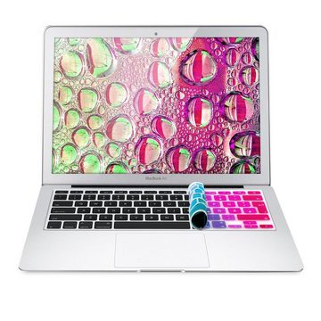 kwmobile Schutzfolie, QWERTZ Silikon Laptop Abdeckung Farbverlauf Design Grün Blau