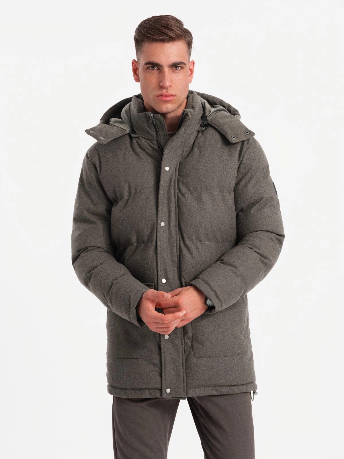 OMBRE Winterjacke Warme lange Herren Parka Jacke mit Wolle