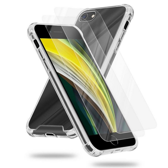 Cadorabo Handyhülle Hybrid Acrylic + 2x Tempered Gläser Apple iPhone 7 / 7S / 8 / SE 2020 Hülle und 2x Tempered Schutzglas - Schutzhülle - Cover Case