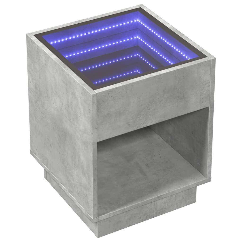 vidaXL Couchtisch Couchtisch mit Infinity-LED Betongrau 40x40x50 cm (1-St)