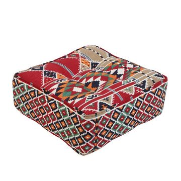 Casa Moro Pouf Orientalischer Sitzpouf, marokkanischer Sitzpouf Kelim aus Marrakesch, Sitzkissen Quadratisch