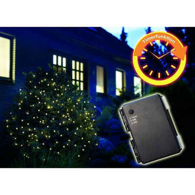 FHS LED Dekolicht LED-Batterielichternetz 200er warmweiss 12021 2x2m,Zul.50cm,m.Timer