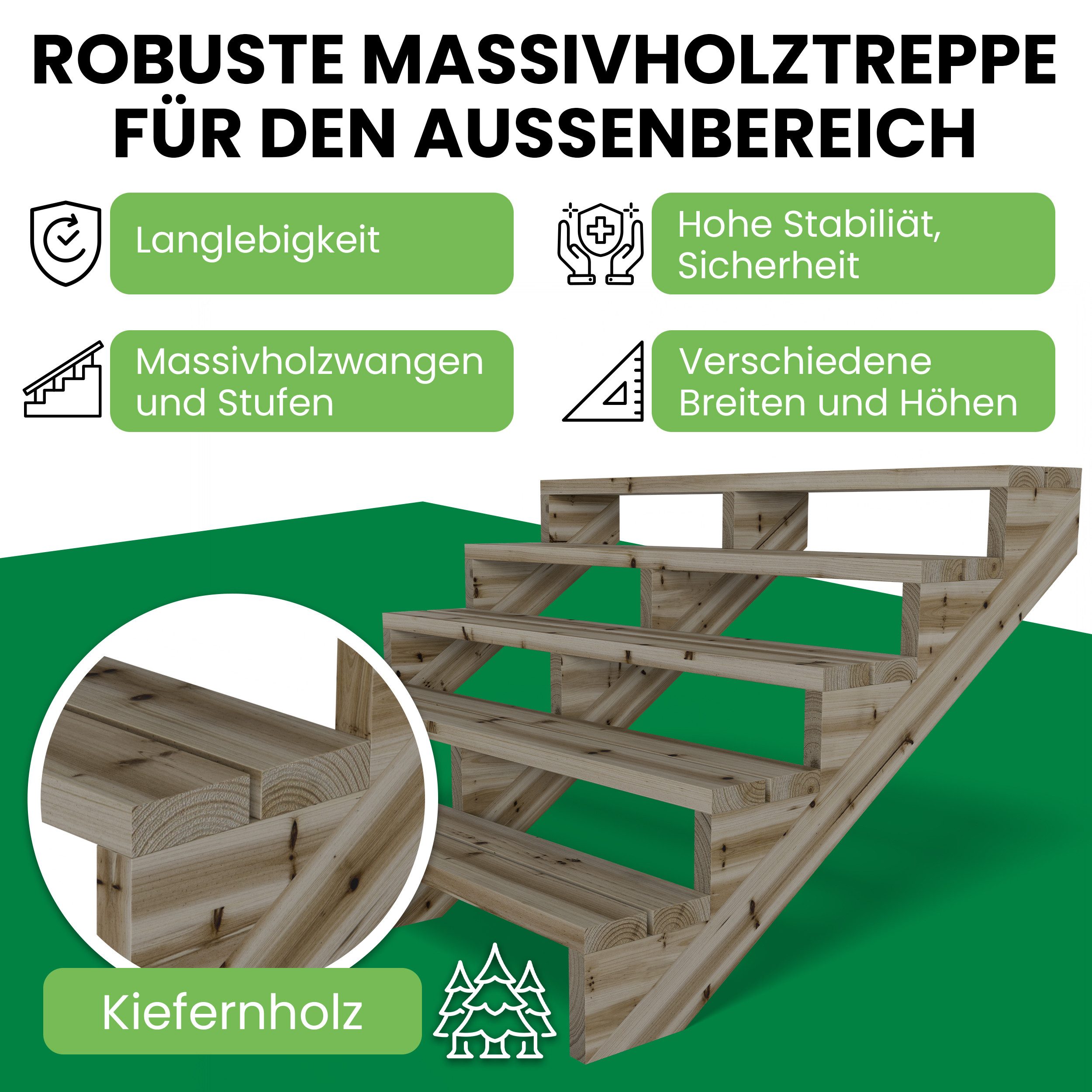 Gartenwelt Riegelsberger Außentreppe Terrassentreppe Kiefer kesseldruckimpr günstig online kaufen