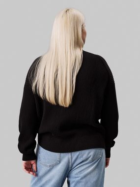 Calvin Klein Jeans Plus Stehkragenpullover PLUS WOVEN LABEL LOOSE SWEATER in Großen Größen und mit Logopatch