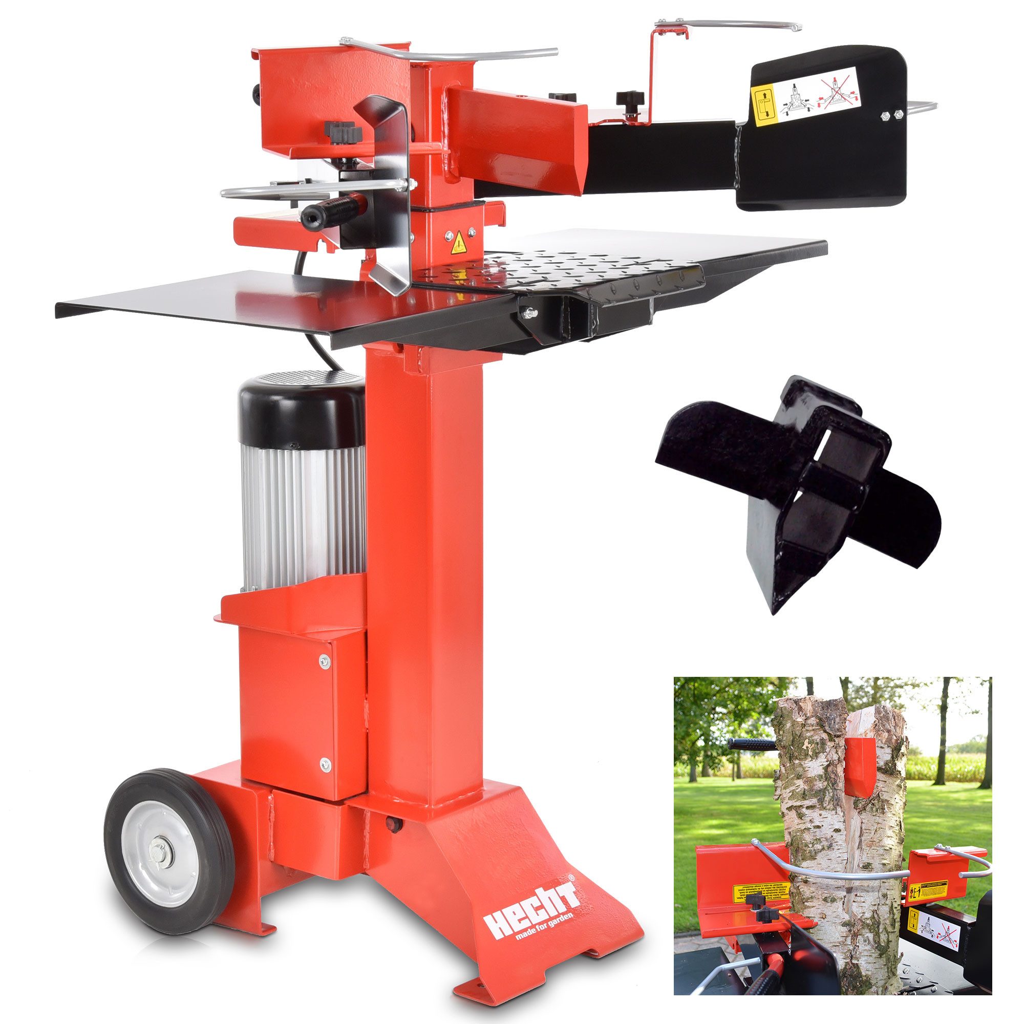 Hecht Elektroholzspalter 6070, Spaltgutlänge bis 55 cm, Spaltgutdurchmesser bis 30 cm, Tischverbreiterung, 7 T, 230V, 3000W