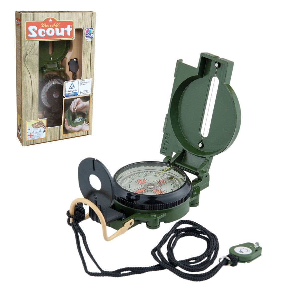 Scout Spielzeug-Gartenset Kinderkompass Kinder Marschkompass, Taschenkompass Kompass LED Beleuchtung