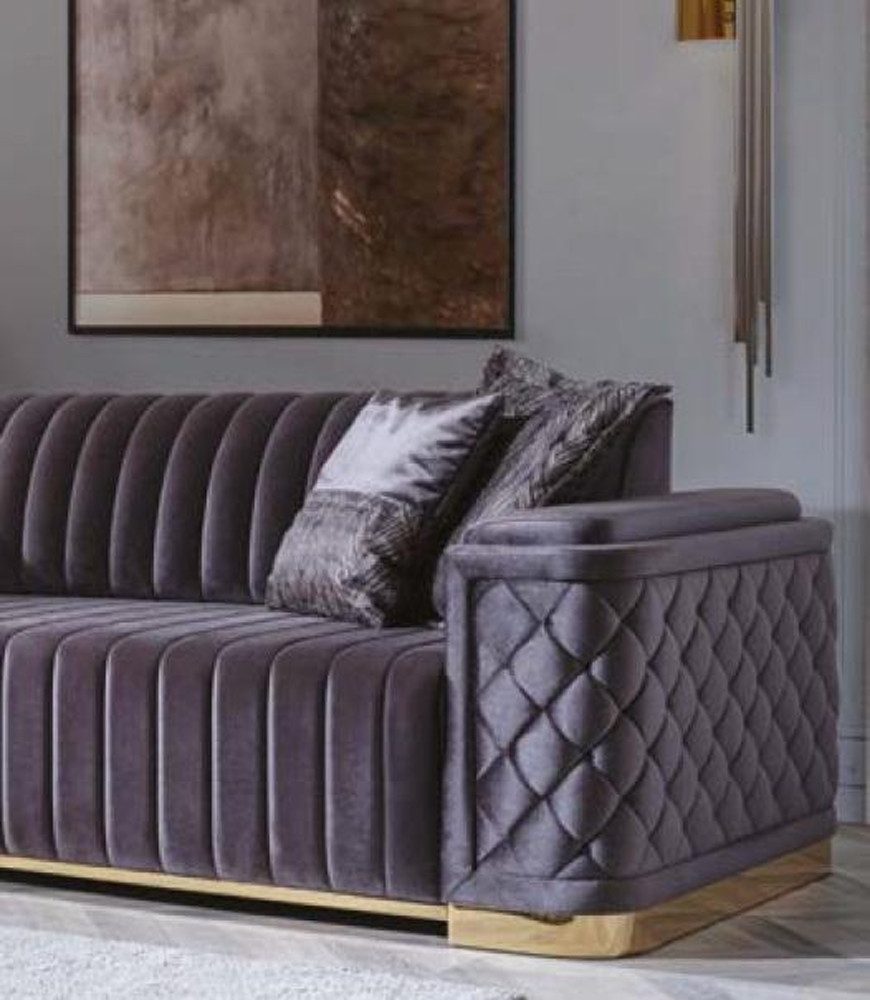 Xlmoebel Polstergarnitur 3-teiliges Chesterfield-Sofa-Set in Samtstoff, (3-tlg., 2x 3-Sitzer Sofa / Sessel), Hergestellt in Europa