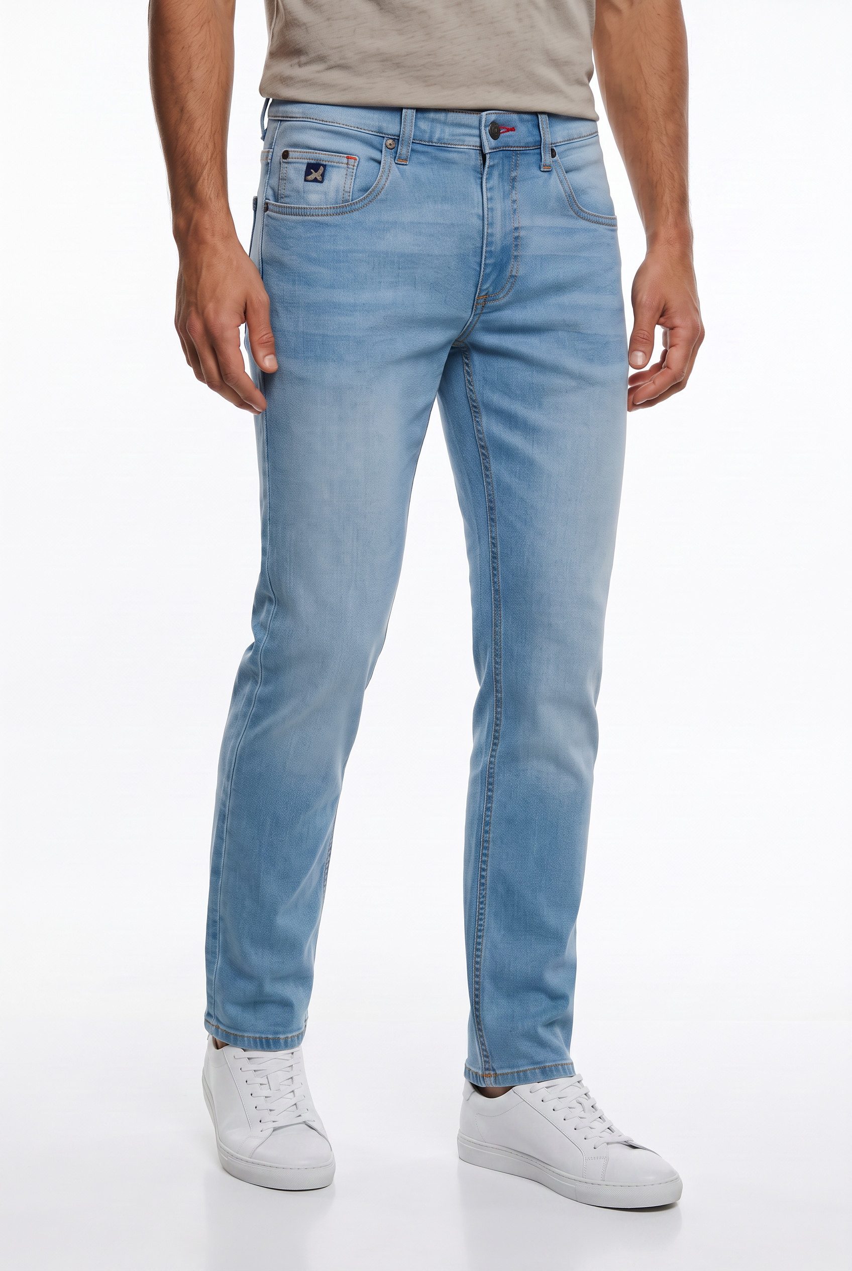 Arizona Straight-Jeans gerader Straight-Fit, aus elastischem Denim, niedrige Leibhöhe