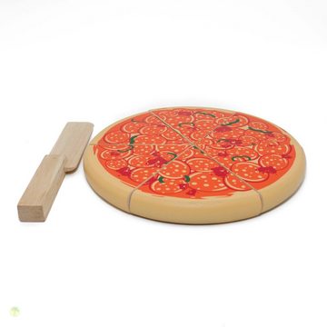 ESTIA Holzspielwaren Spiellebensmittel Pizza aus Holz zum Schneiden incl. Holzmesser