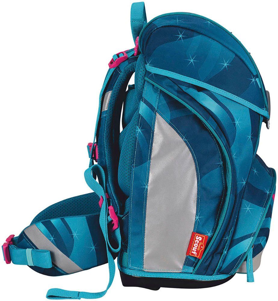 Scout Schulranzen Alpha LED, Heaven (Set, 4-tlg), mit LED, 2 Funny Snaps Move, 1 Anhänger; enthält recyceltes Material