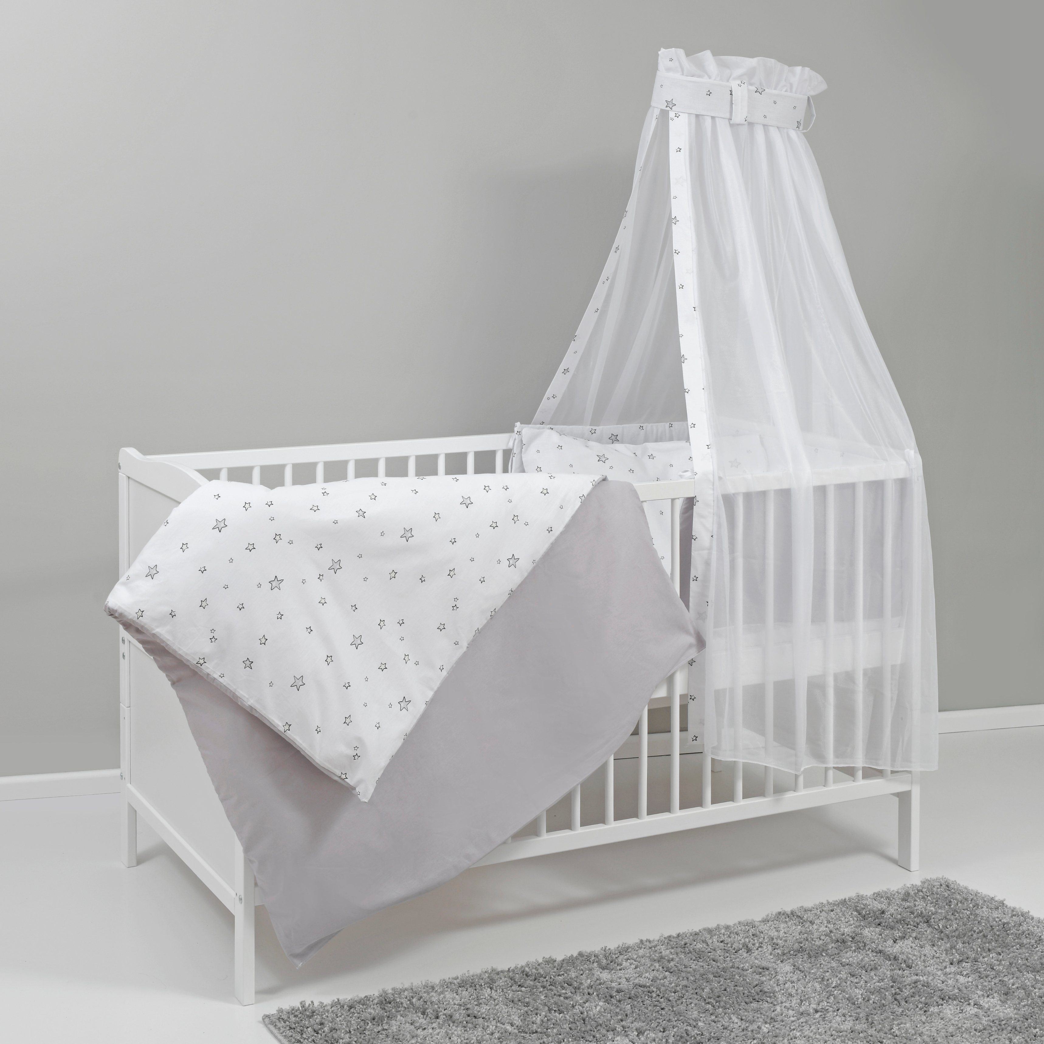 Paidi Babybett/Kinderbett mit Lattenrost,Matratze, und Himmel