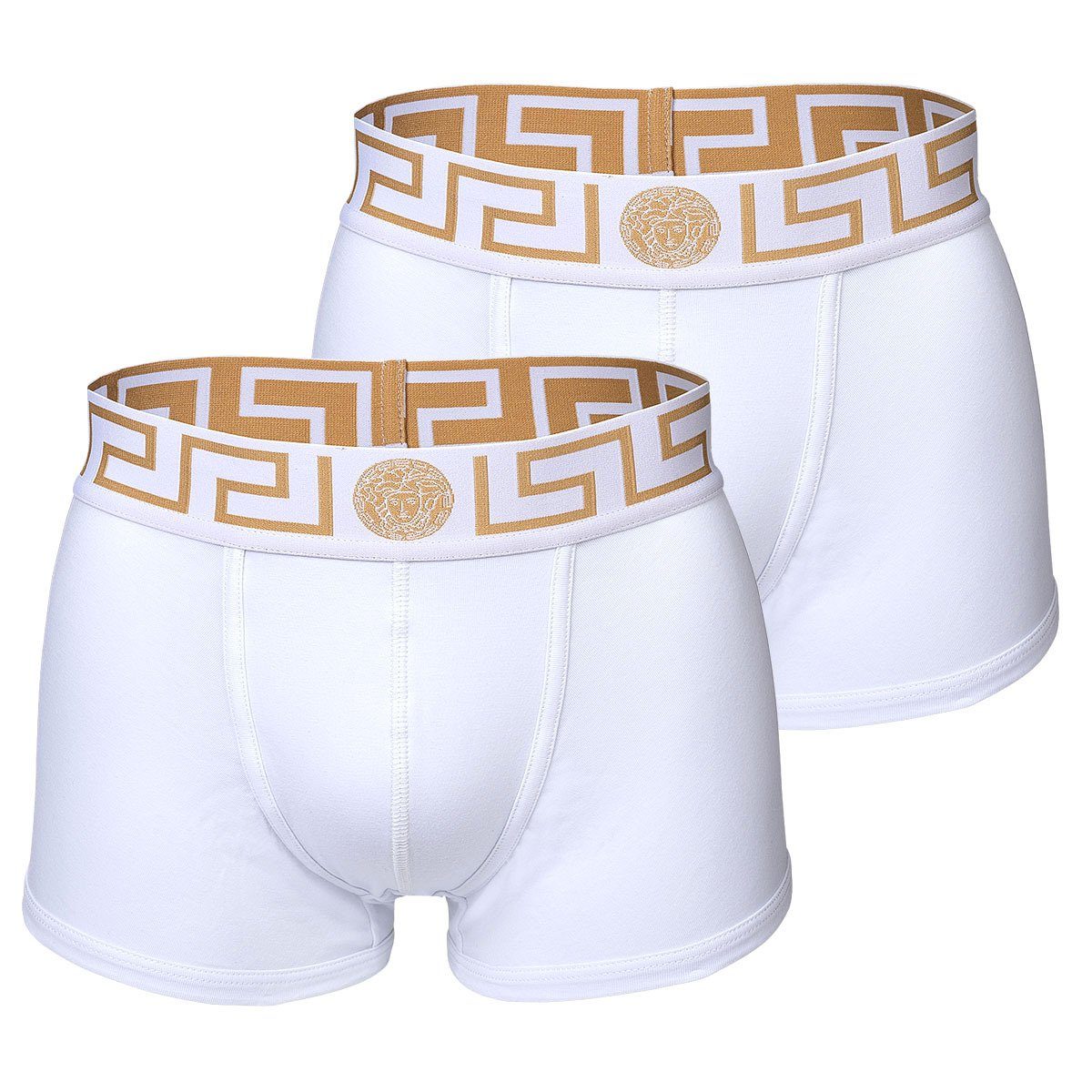 Versace Boxer Herren Boxer Shorts, 2er Pack - Trunk Weiß/Gold