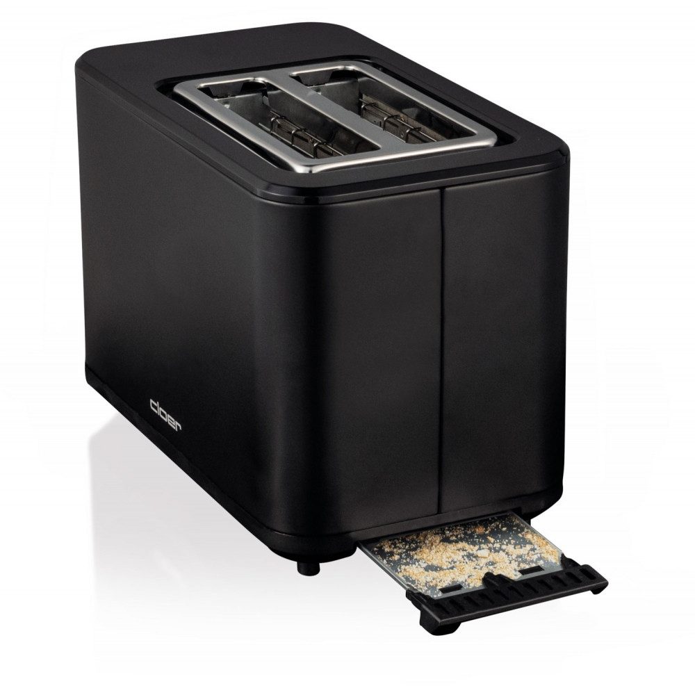Cloer Toaster Cloer 3930 Toaster mattschwarz 2-Scheiben-Toaster, Toaster, für Brötchen-Aufsatz separat