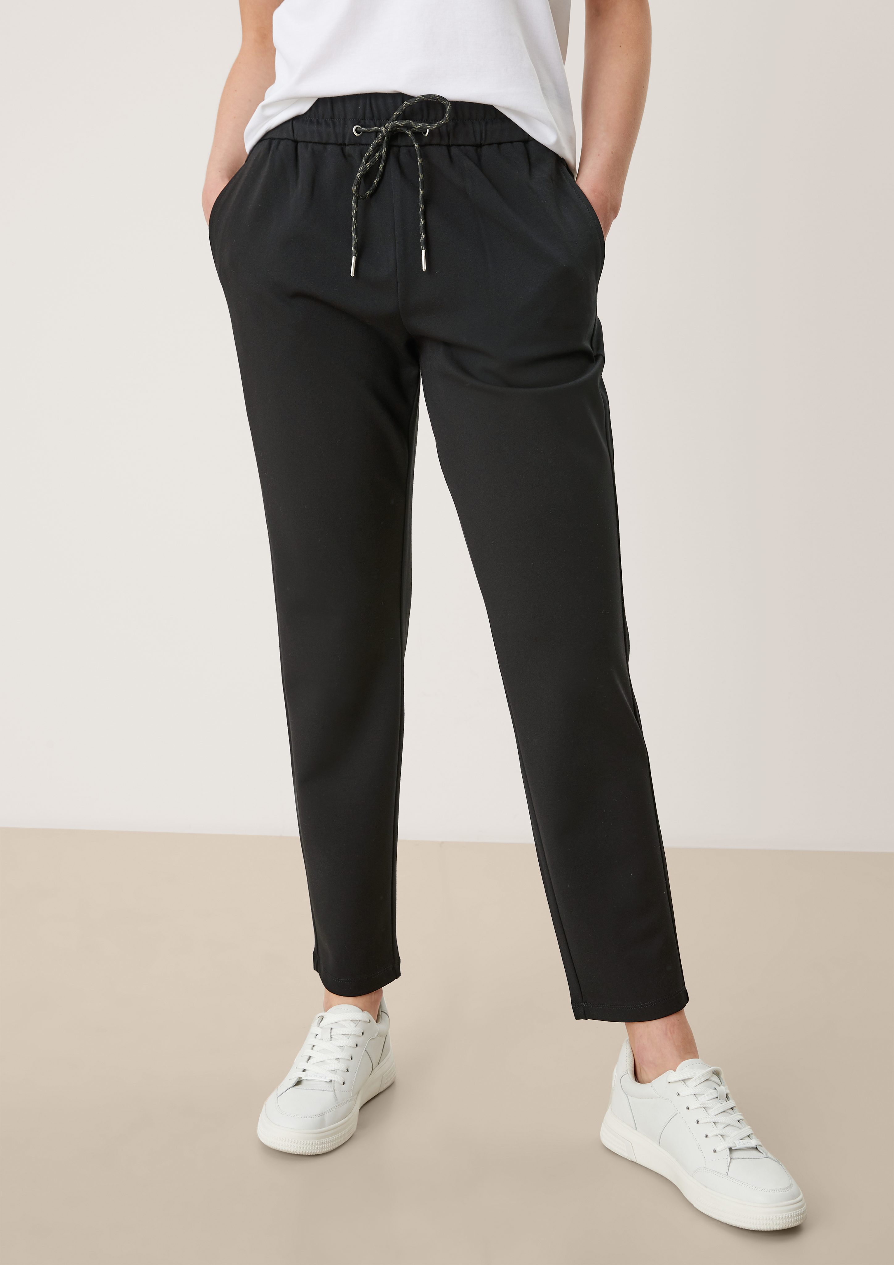 Fit: s.Oliver black Interlock-Jogpants 7/8-Hose Regular