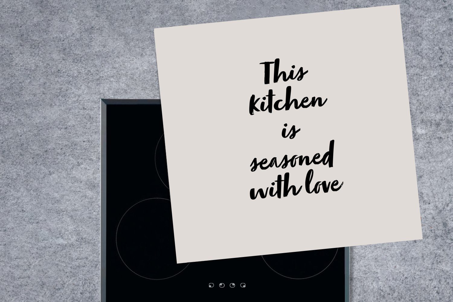 Küche Küche cm, mit für - Liebe Ceranfeldabdeckung, Arbeitsplatte - tlg), ist MuchoWow 78x78 gewürzt Vinyl, Zitate Kochfeld - - Diese (1 küche Liebe, Herdblende-/Abdeckplatte