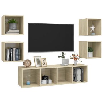 vidaXL TV-Schrank 5-tlg. TV-Schrank-Set Sonoma-Eiche Holzwerkstoff (1-St)