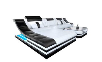 Sofa Dreams Ecksofa Ledercouch Sofa Leder Turino L Form Ledersofa, Couch, mit LED, wahlweise mit Bettfunktion als Schlafsofa, Designersofa