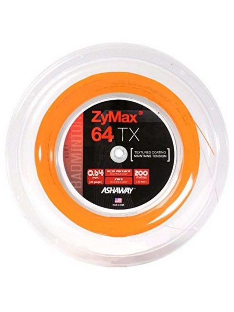 Badmintonsaite Zymax 64 TX orange 200m Rolle