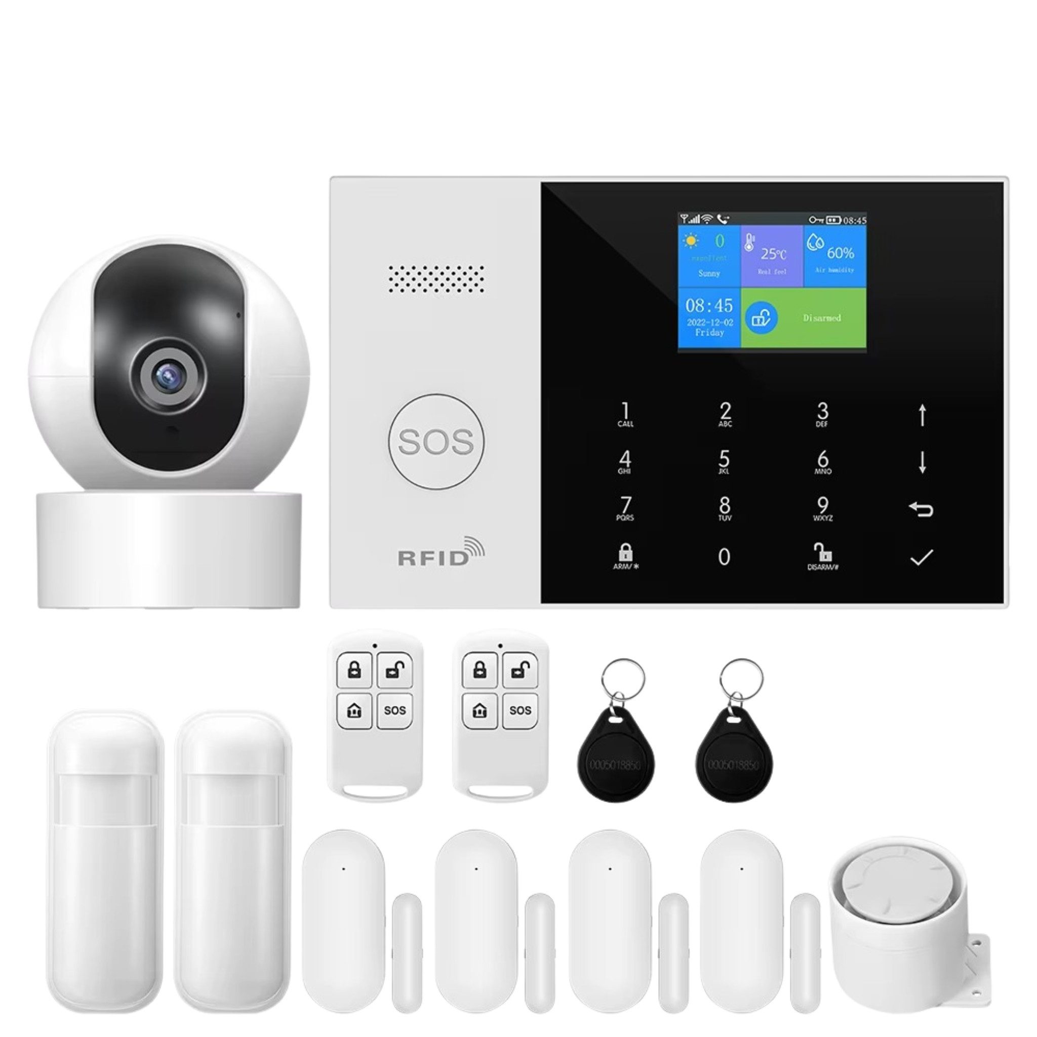 HS.SUPPLY WLAN Alarmanlage Set mit App, Bewegungsmelder & Türsensor Alarmanlage (Smart Alarmanlage mit App, 100 dB Sirene und 24h Akku-Backup)