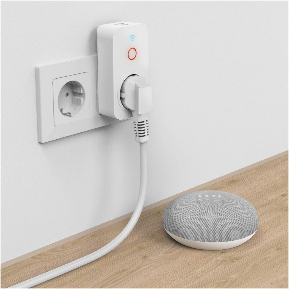 Hama Hama USB WLAN-Steckdose mit App-Steuerung und USB-Anschlüssen. Smart-Home-Steuerelement, Kompatibel mit Amazon Alexa