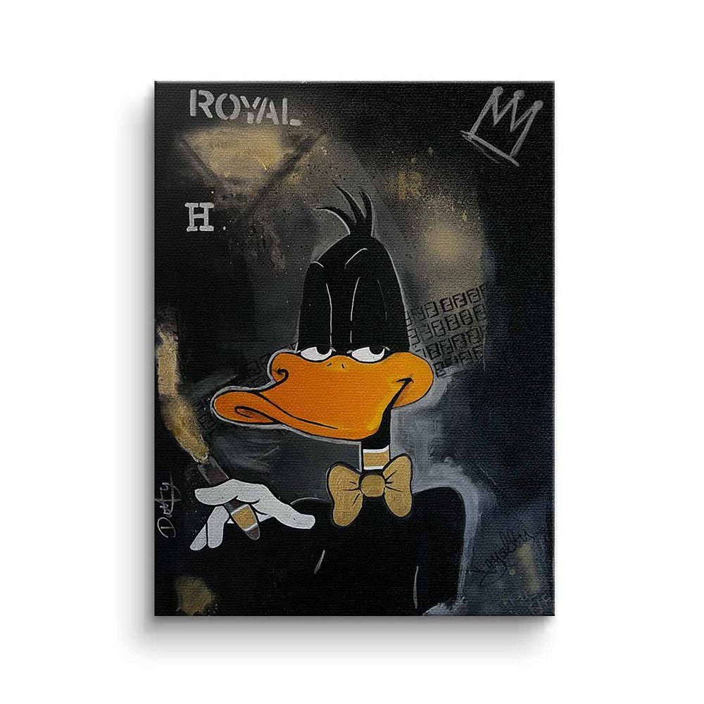 DOTCOMCANVAS® Leinwandbild, Premium Motivationsbild schwarzer Royal King PopArt Wandbild - Rahmen 